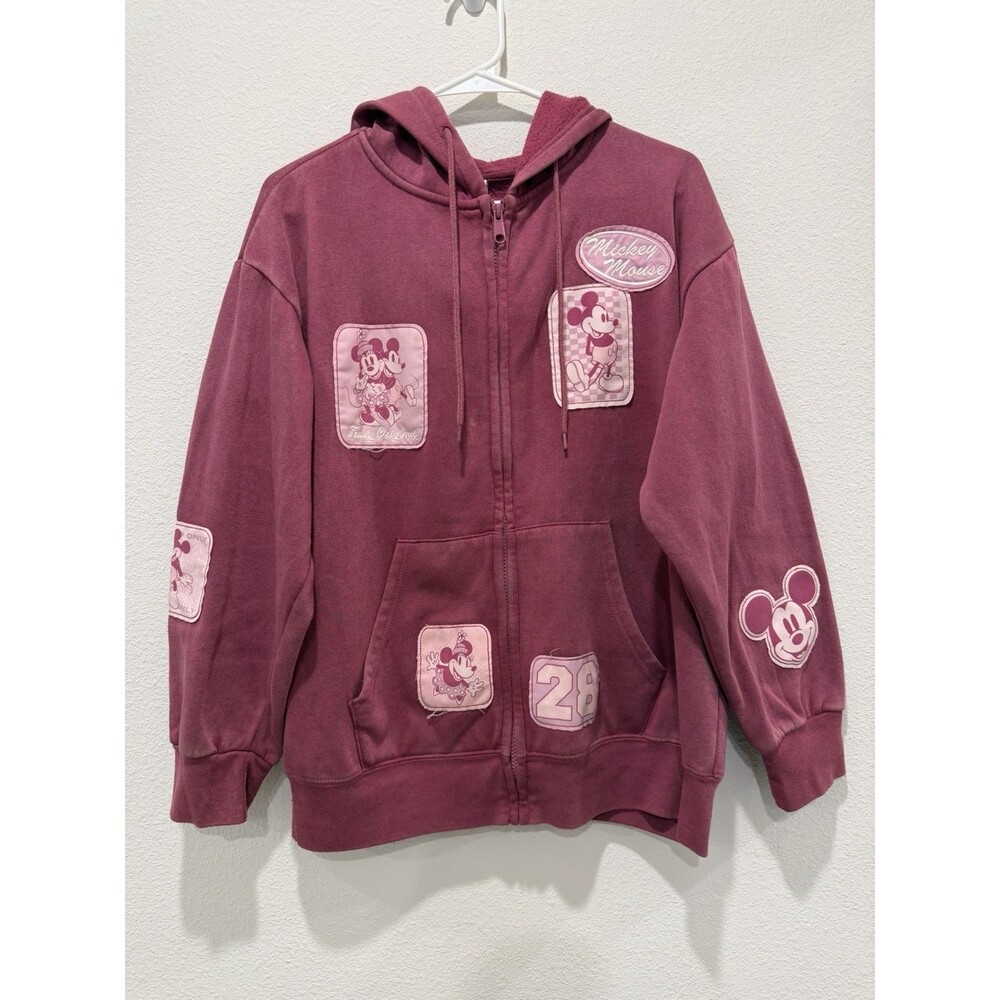 Disney Women's Character Full Zip Hoodie Mickey Minnie Mouse Pink Size Large